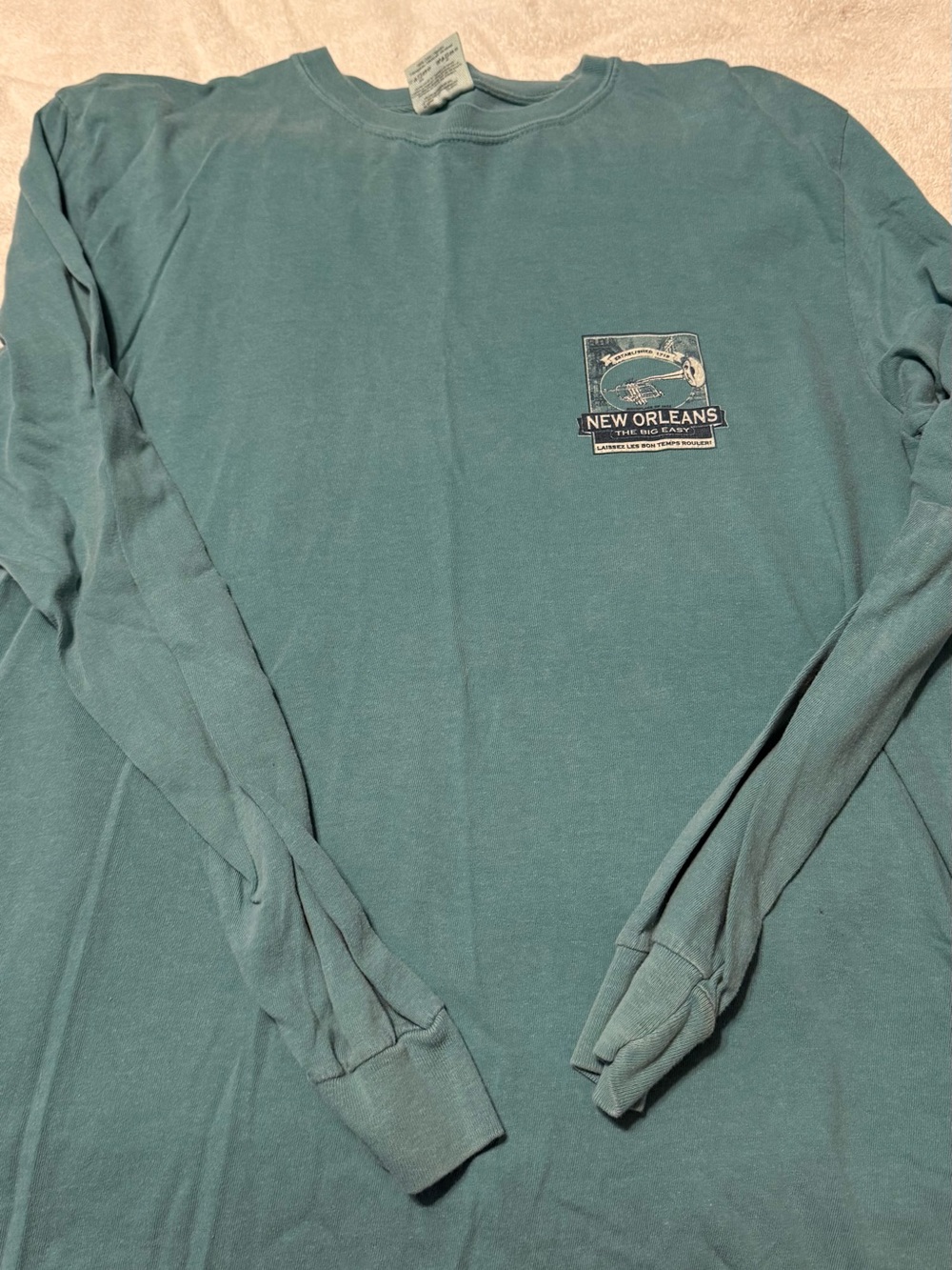Comfort Colors Teal Long-Sleeve New Orleans Graphic Tee